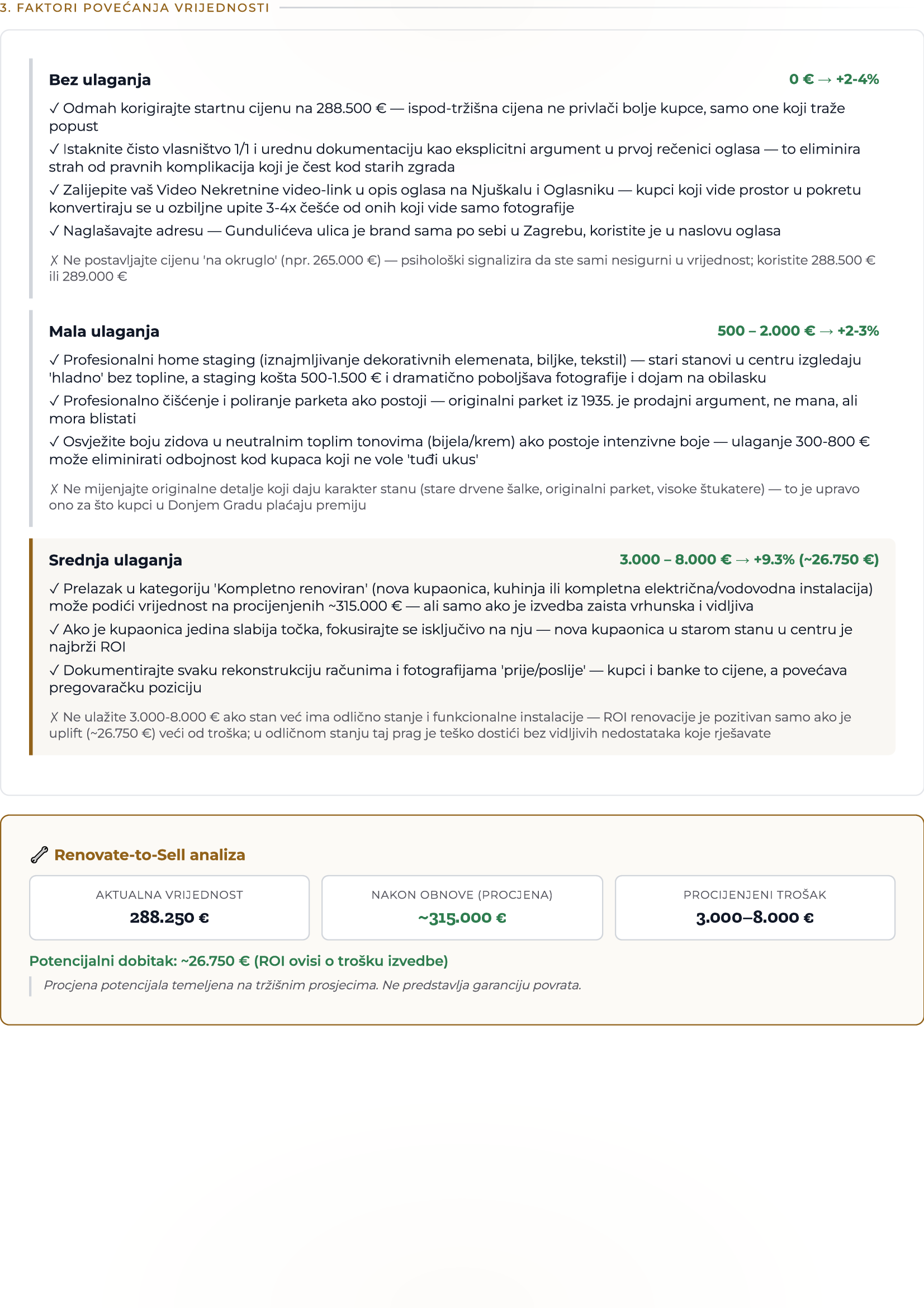 Seller Intelligence Report™ — Faktori povećanja vrijednosti (Stranica 3)